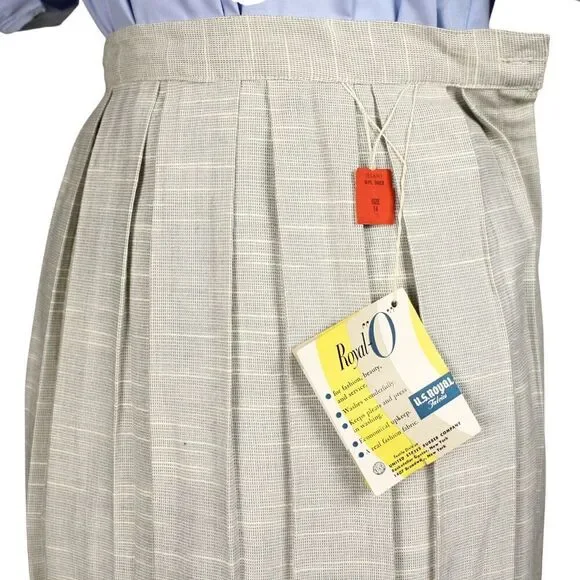 Vintage 50s Pleated Skirt w Paper Tags Metal Zipper Size Small W24-26" - Hey Viv - Picture 4 of 8